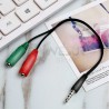 Adaptador conector splitter 2 a 1 con cable audio micrófono 3.5 mm