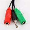 Adaptador conector splitter 2 a 1 con cable audio micrófono 3.5 mm