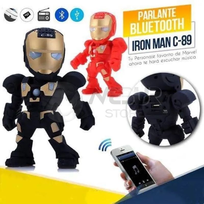 Parlante Bluetooth Iron Man C-89 - Rojo