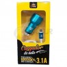 Cargador de carro DW TCC194 carga rápida 2.4 A con cable V8 - NEGRO