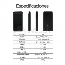 Batería portátil Power Bank INONE P9 10000 mAh