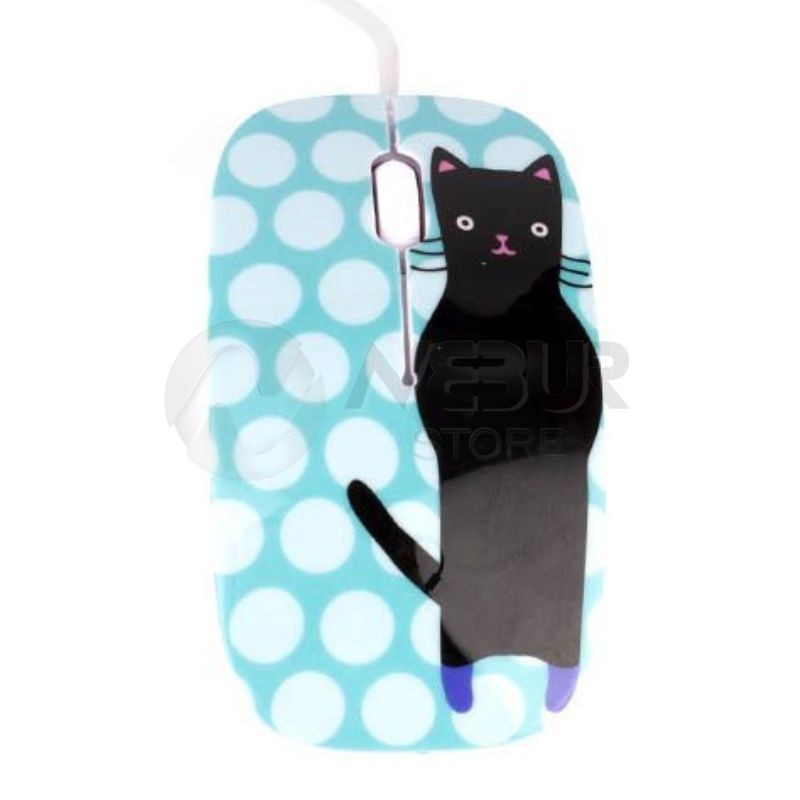 Mouse HALION HA-M853 Cartoon Gatito Negro