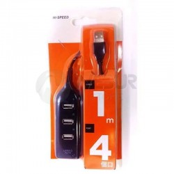 Hub USB 2.0 4 puertos Hi Speed, cable 1 m