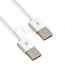 Cable USB Tipo A 2.0, 1 m, macho a macho, blanco