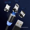 Cable carga rápida 3 conectores imantado (micro USB, Tipo C, Lightning)